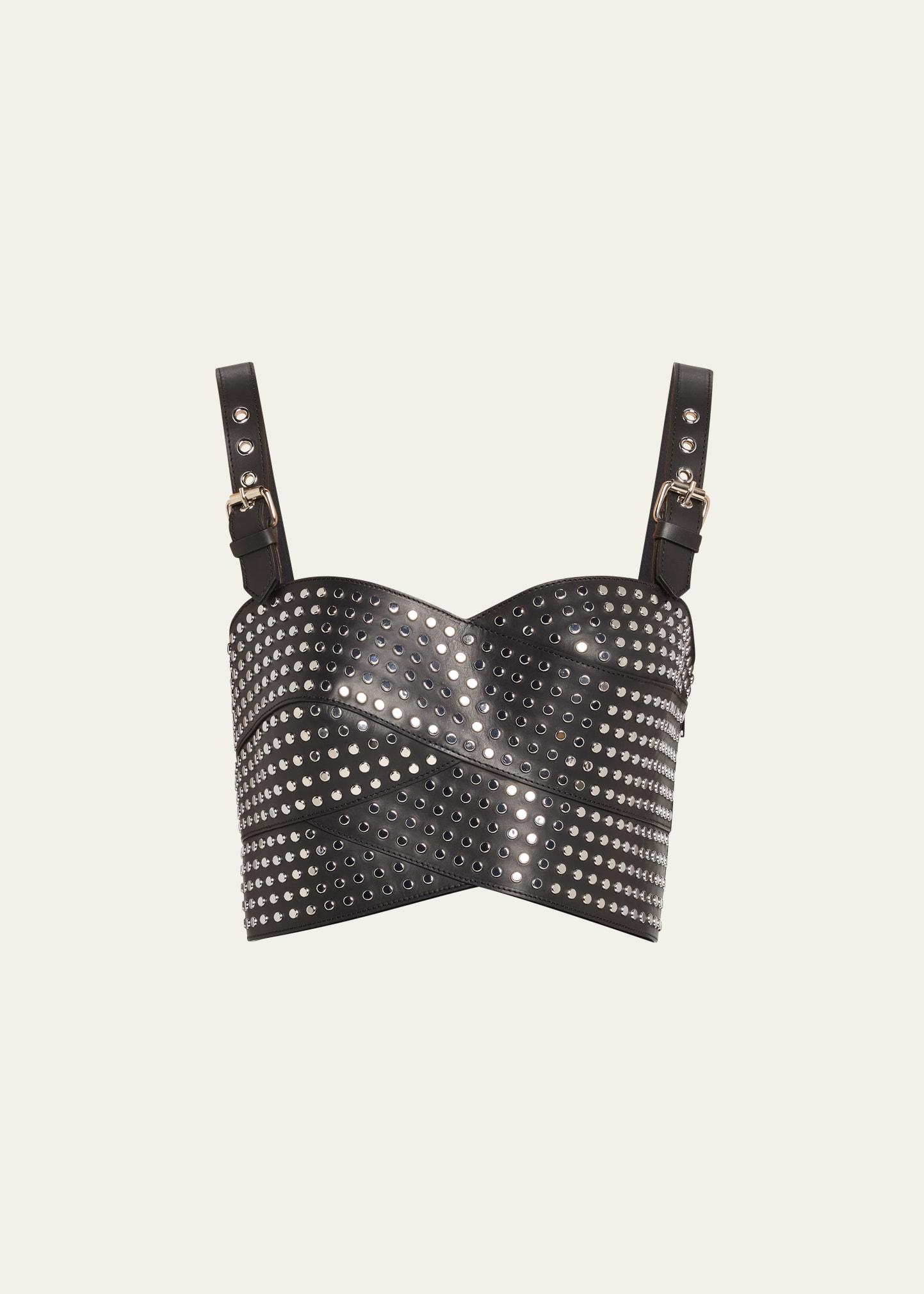 leather studded bustier crop top