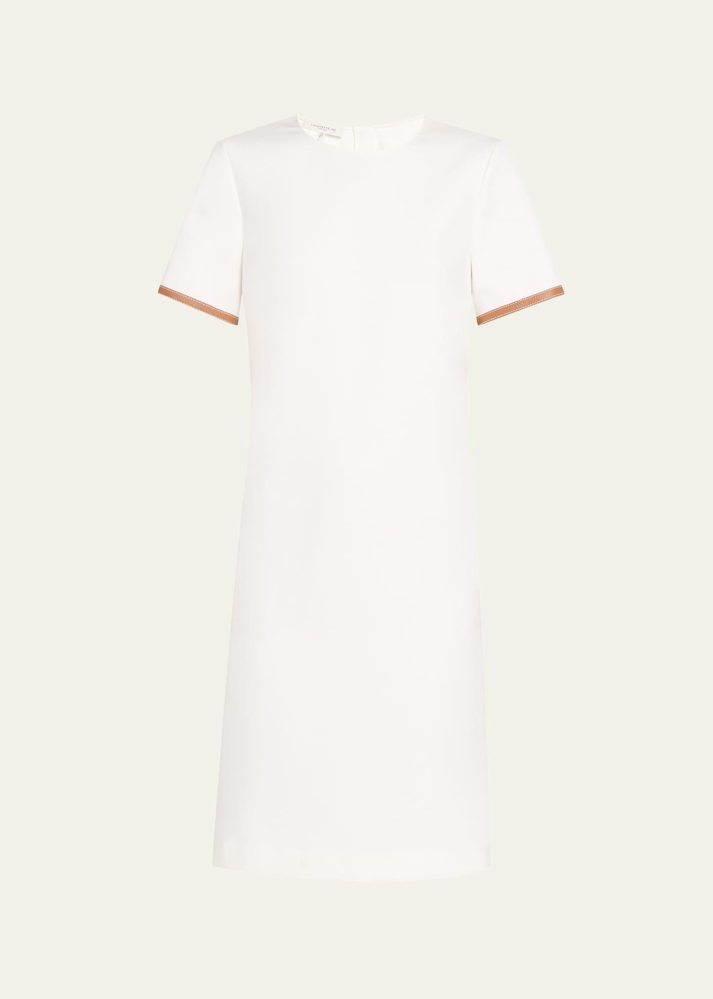 leather-trim cotton dress