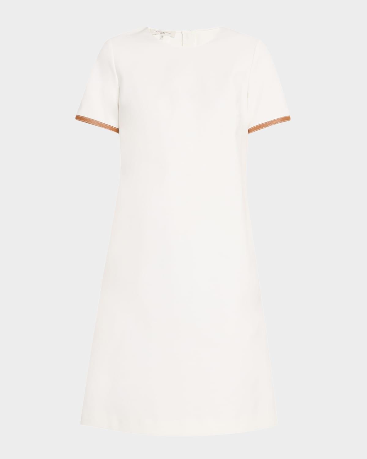 leather-trim cotton dress