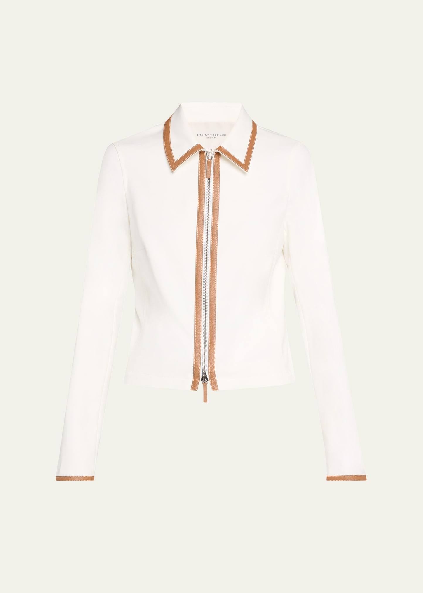 leather-trim cotton jacket