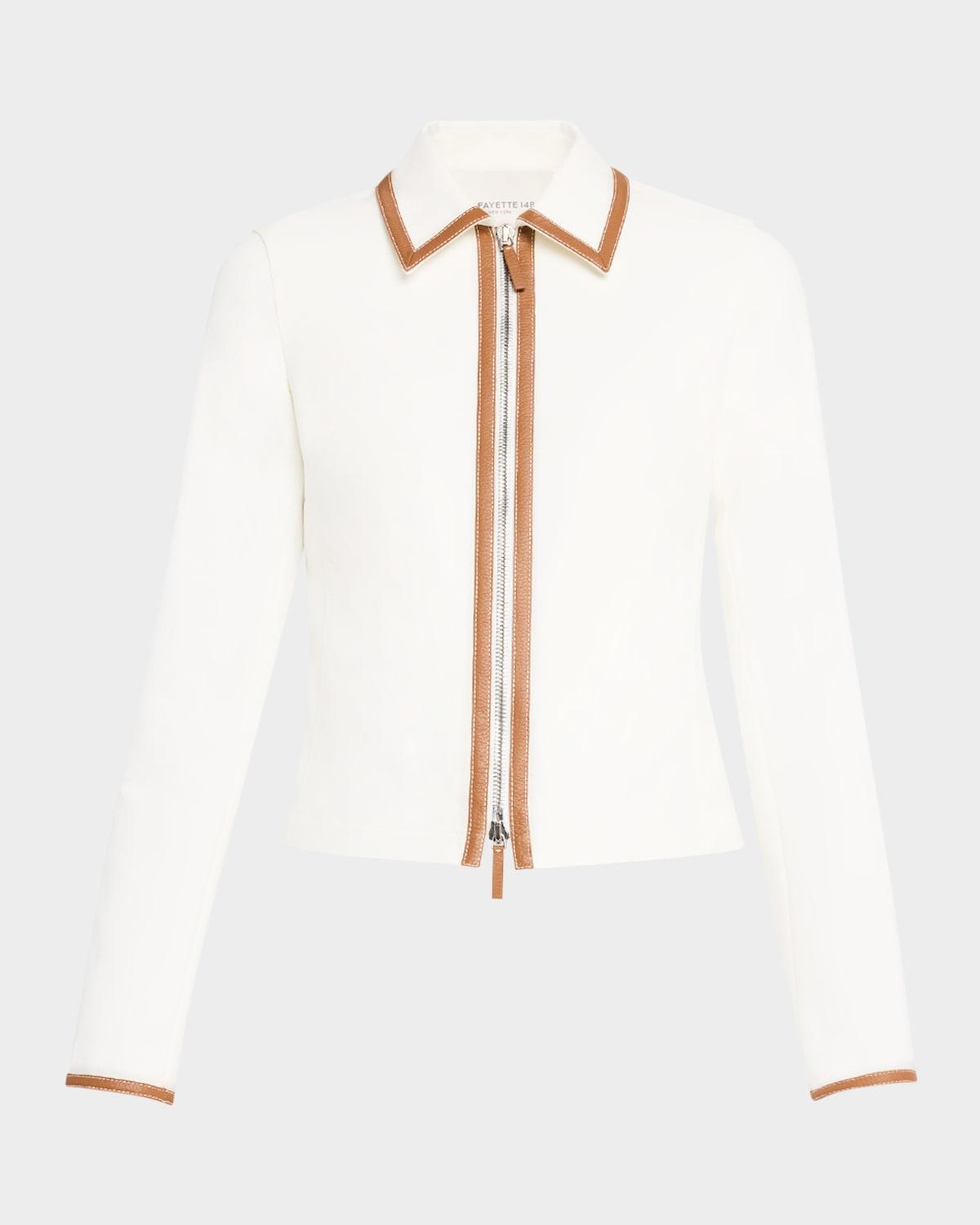 leather-trim cotton jacket