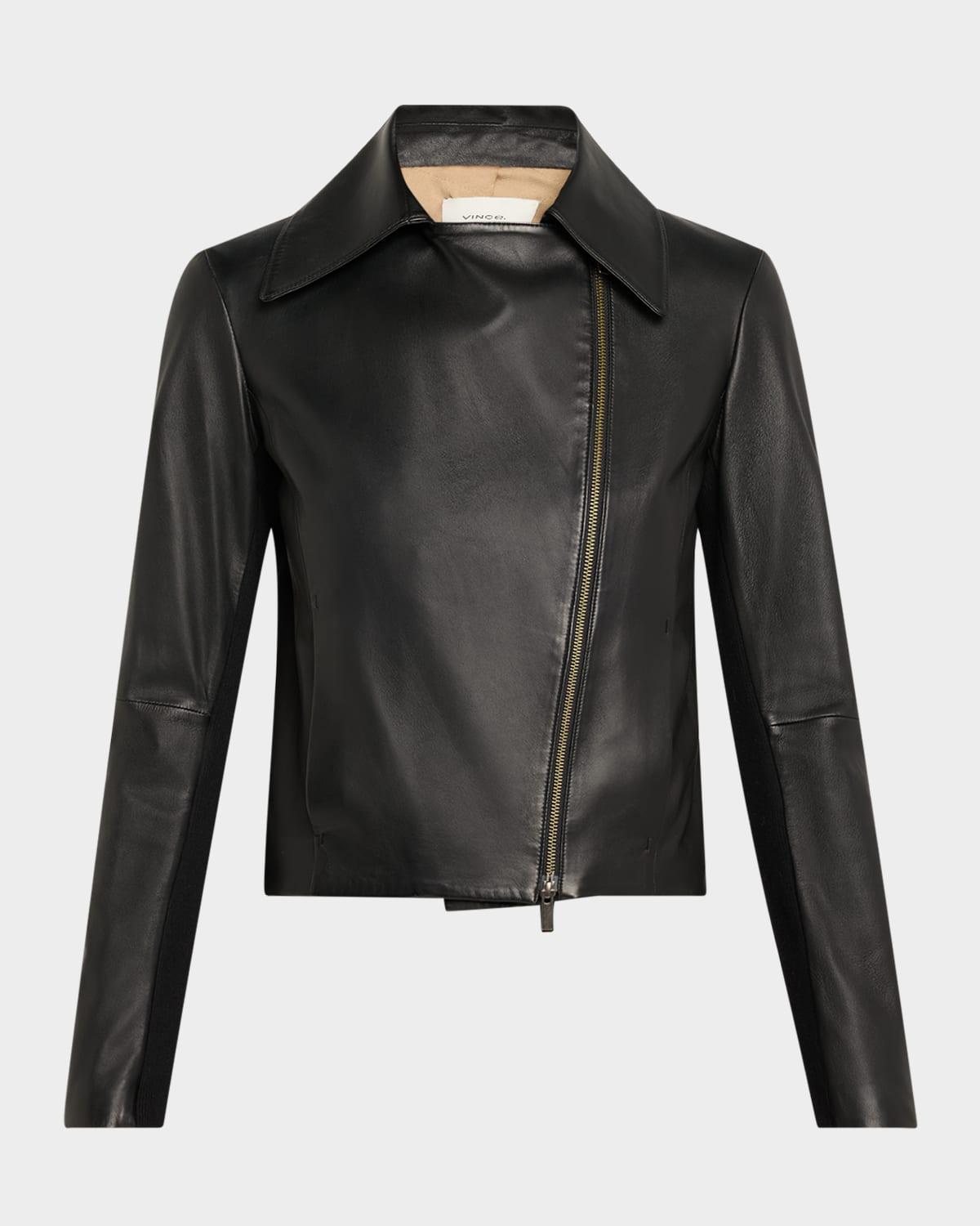 leather zip-front jacket