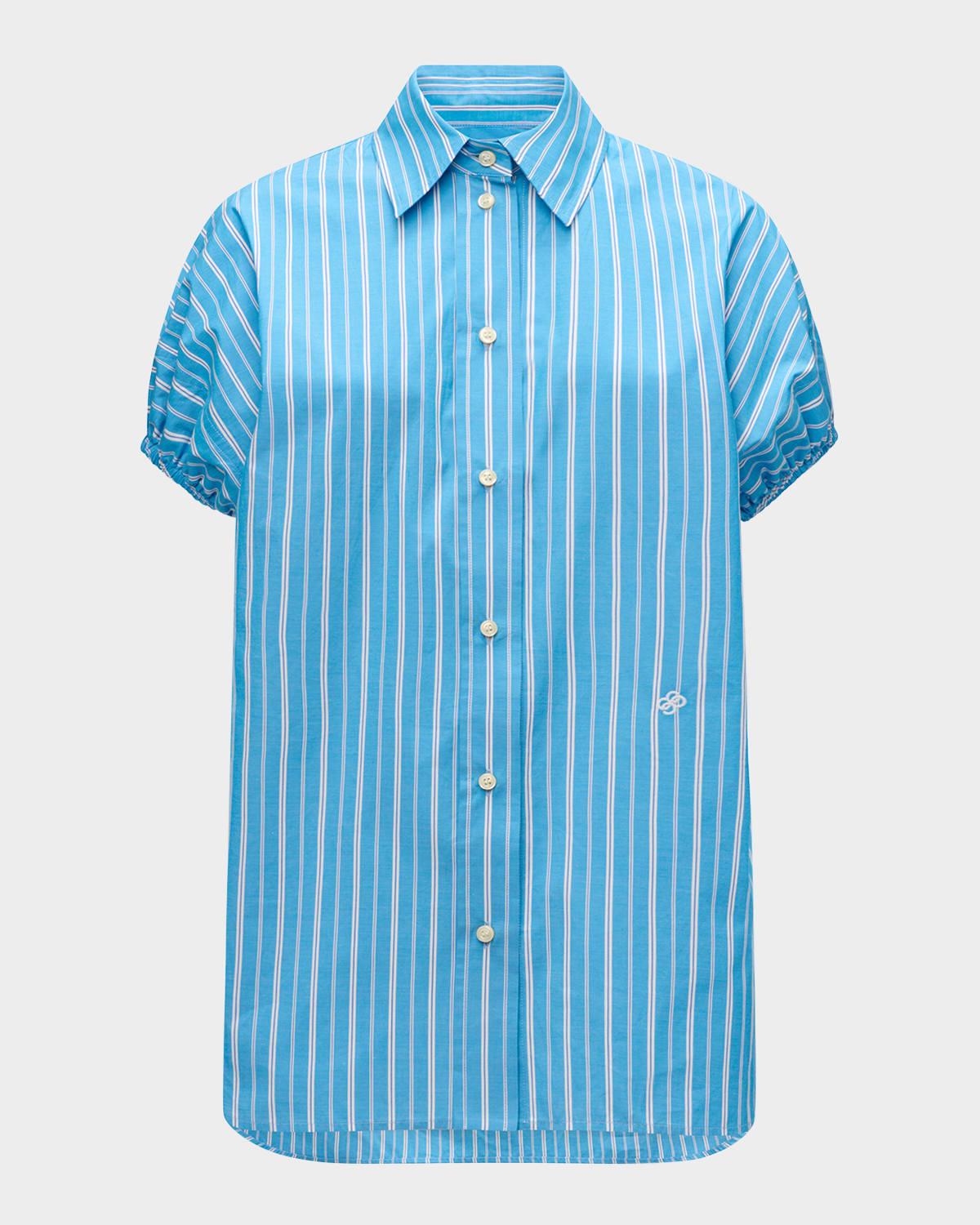 lecce puff-sleeve striped cotton shirt