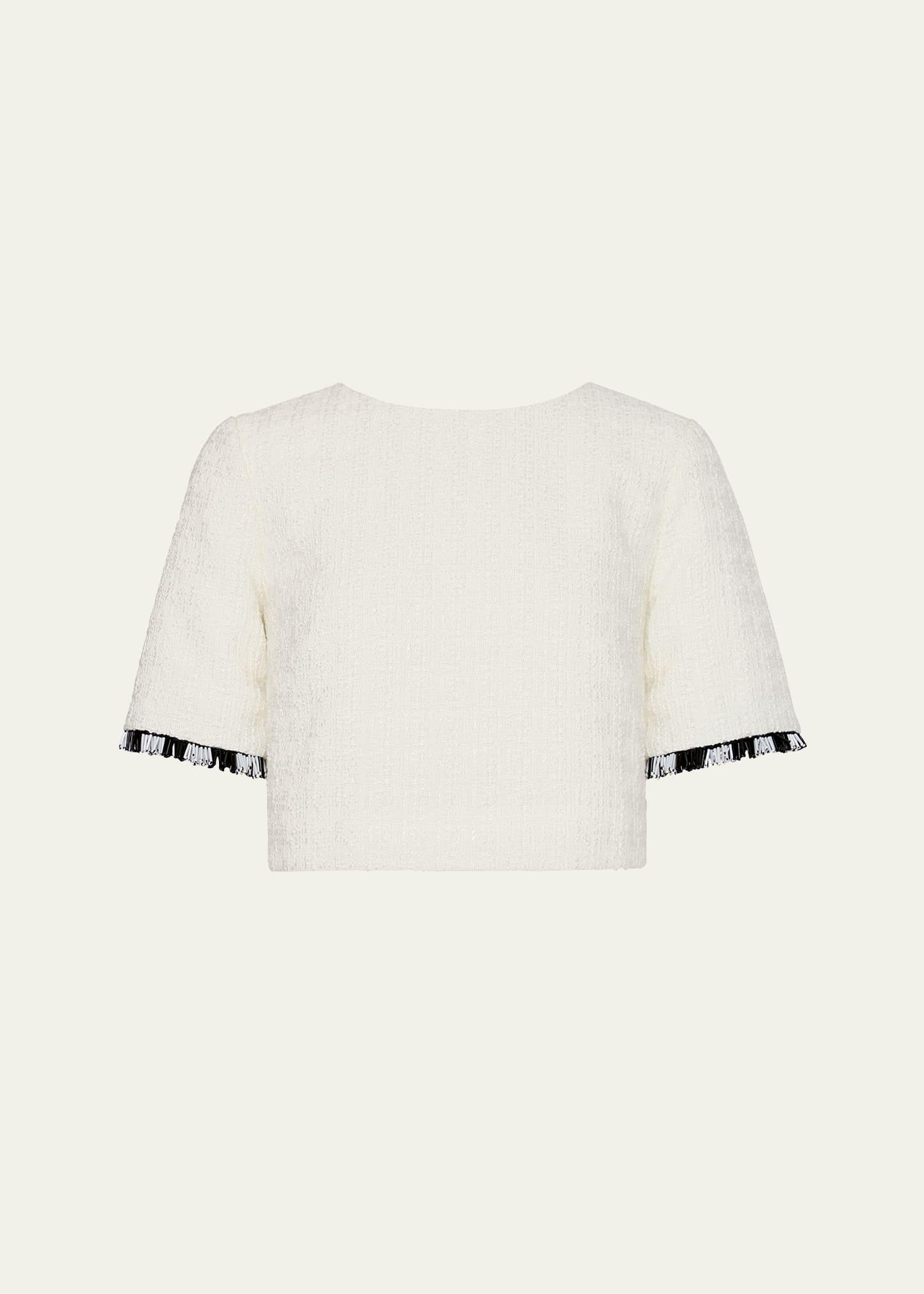 lee bead fringe tweed crop top