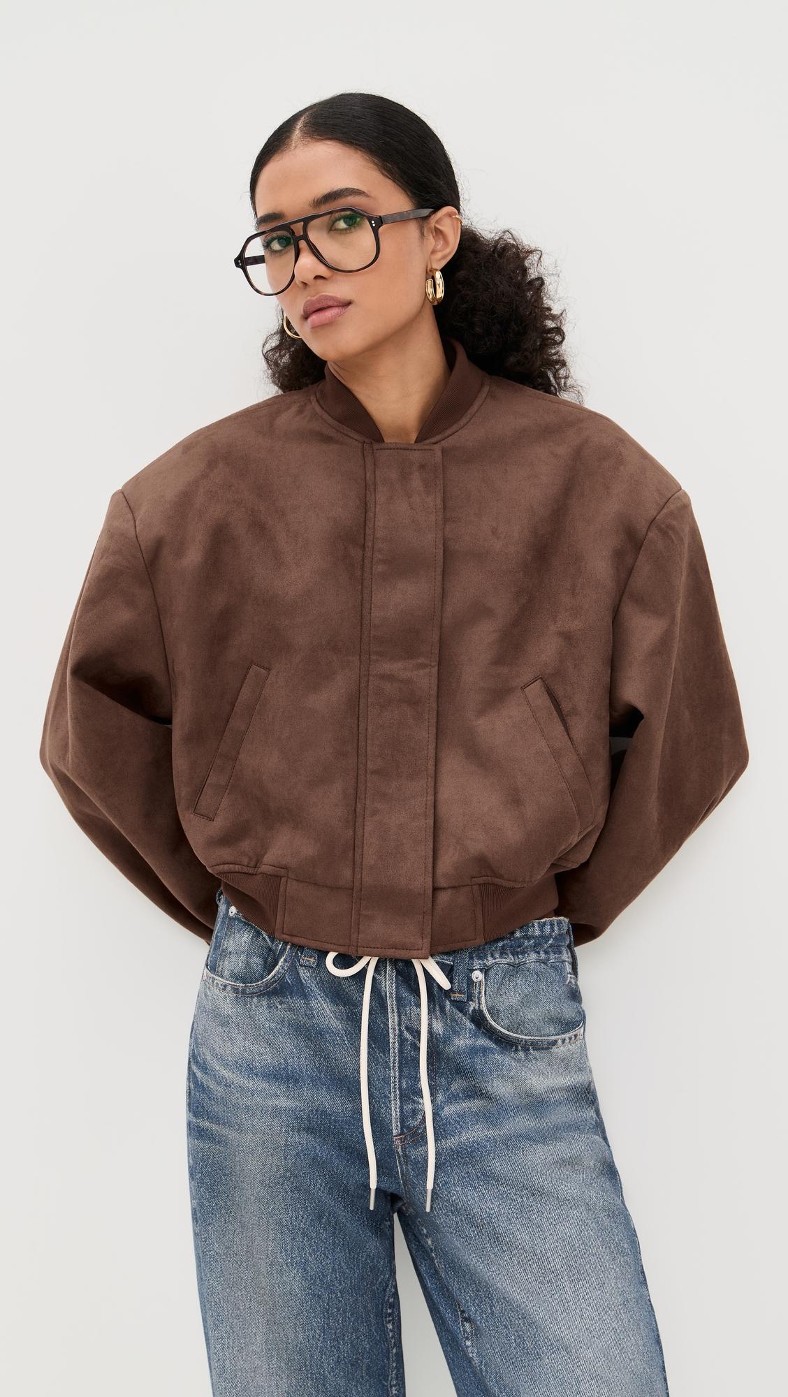 legacy faux suede bomber jacket