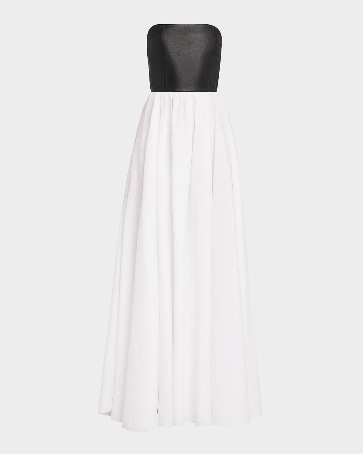 lehti mixed-media strapless maxi dress