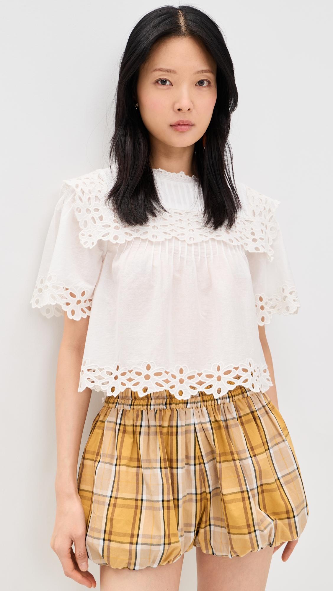 leila eyelet short sleeve top