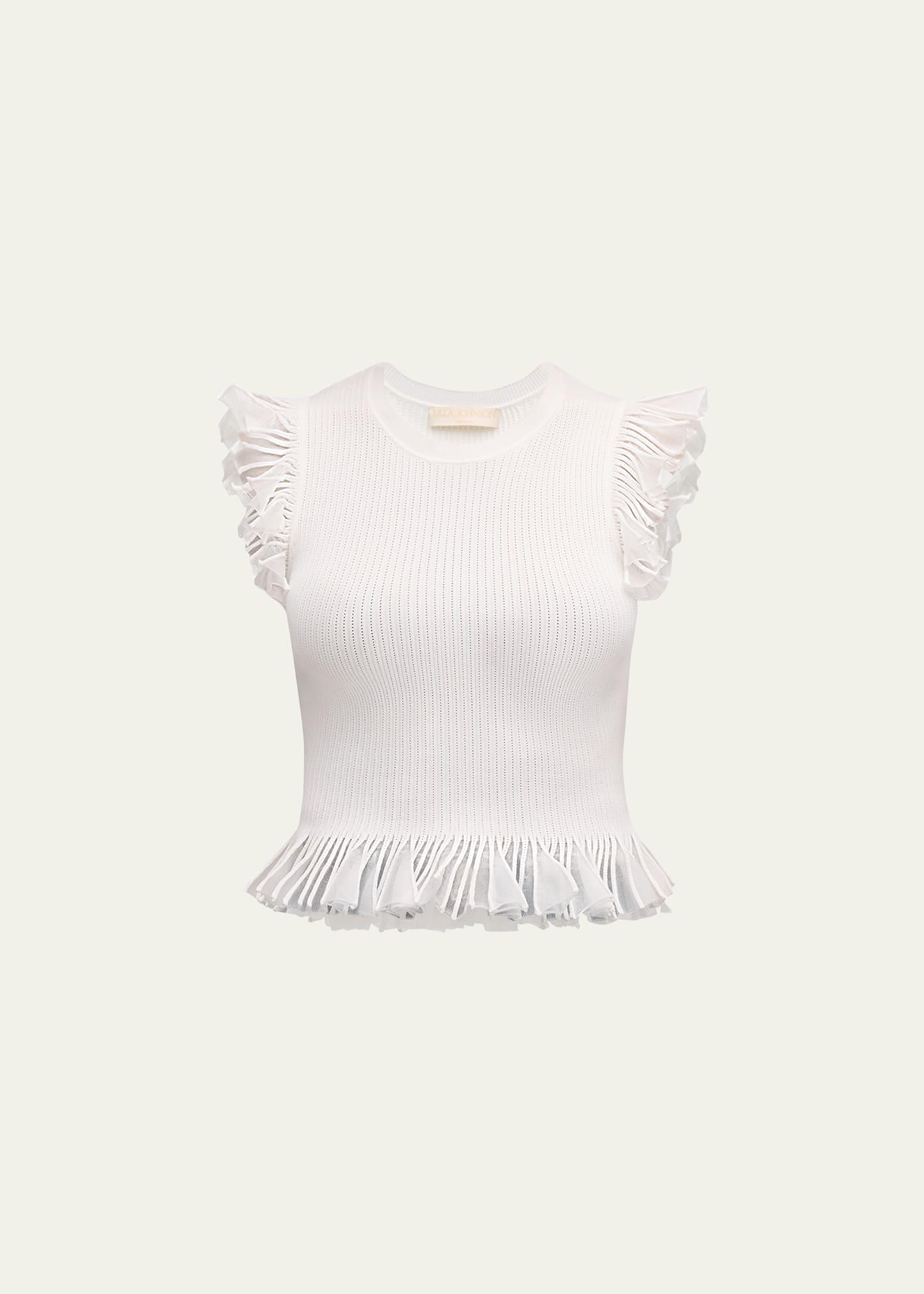 leila ribbed ruffle top
