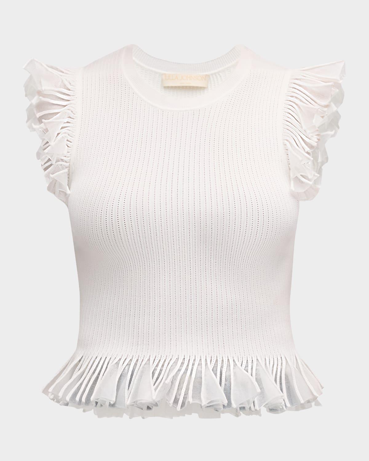 leila ribbed ruffle top