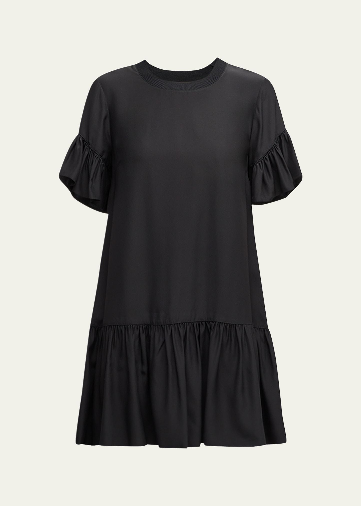 leilah silk dropped-waist flounce mini dress