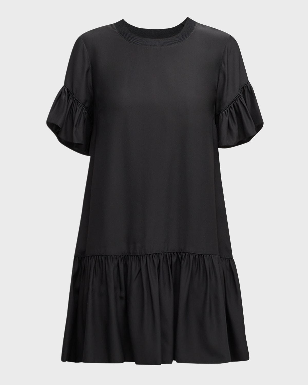 leilah silk dropped-waist flounce mini dress