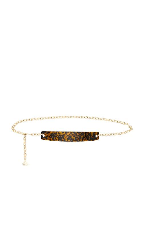 lele sadoughi bessette chain belt in brown.