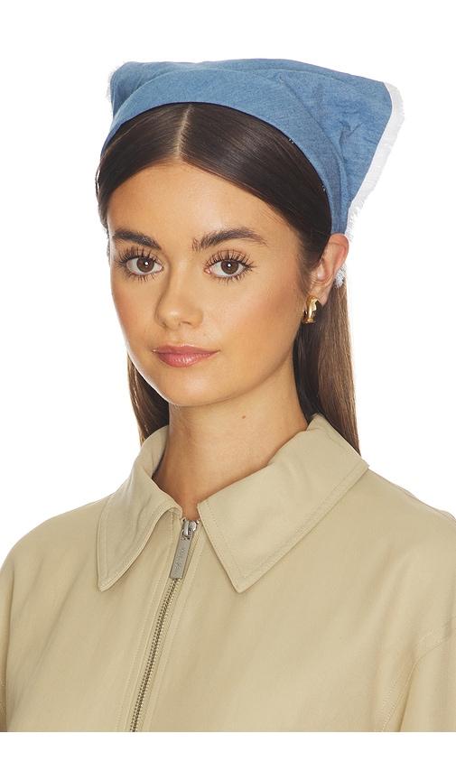 lele sadoughi jackie chambray handkerchief headband in blue.