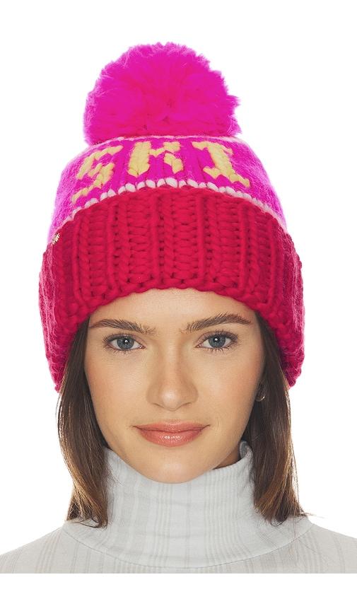 lele sadoughi the ski beanie in red.