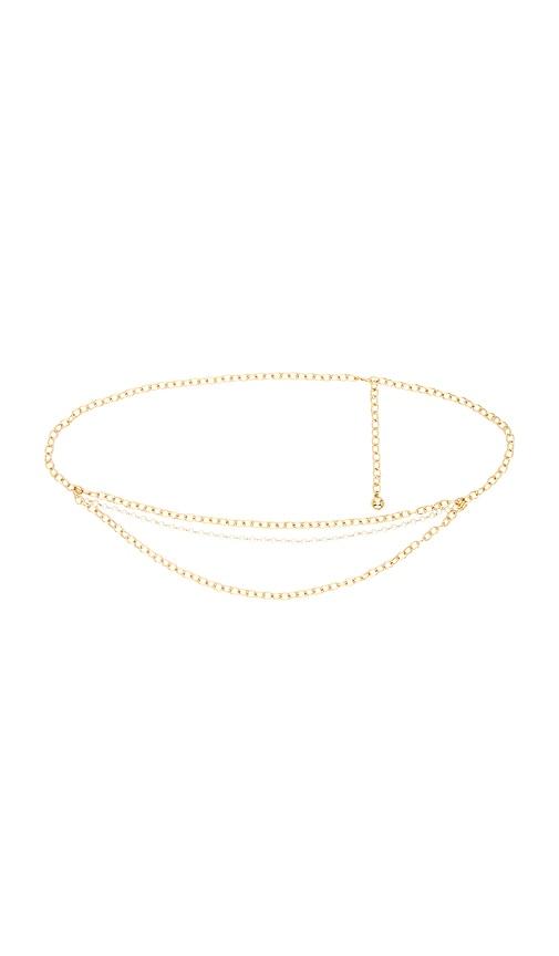 lelet ny chain and pearl belt in metallic gold.