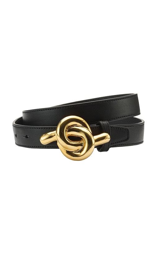 lelet ny glossy knot leather belt in black.