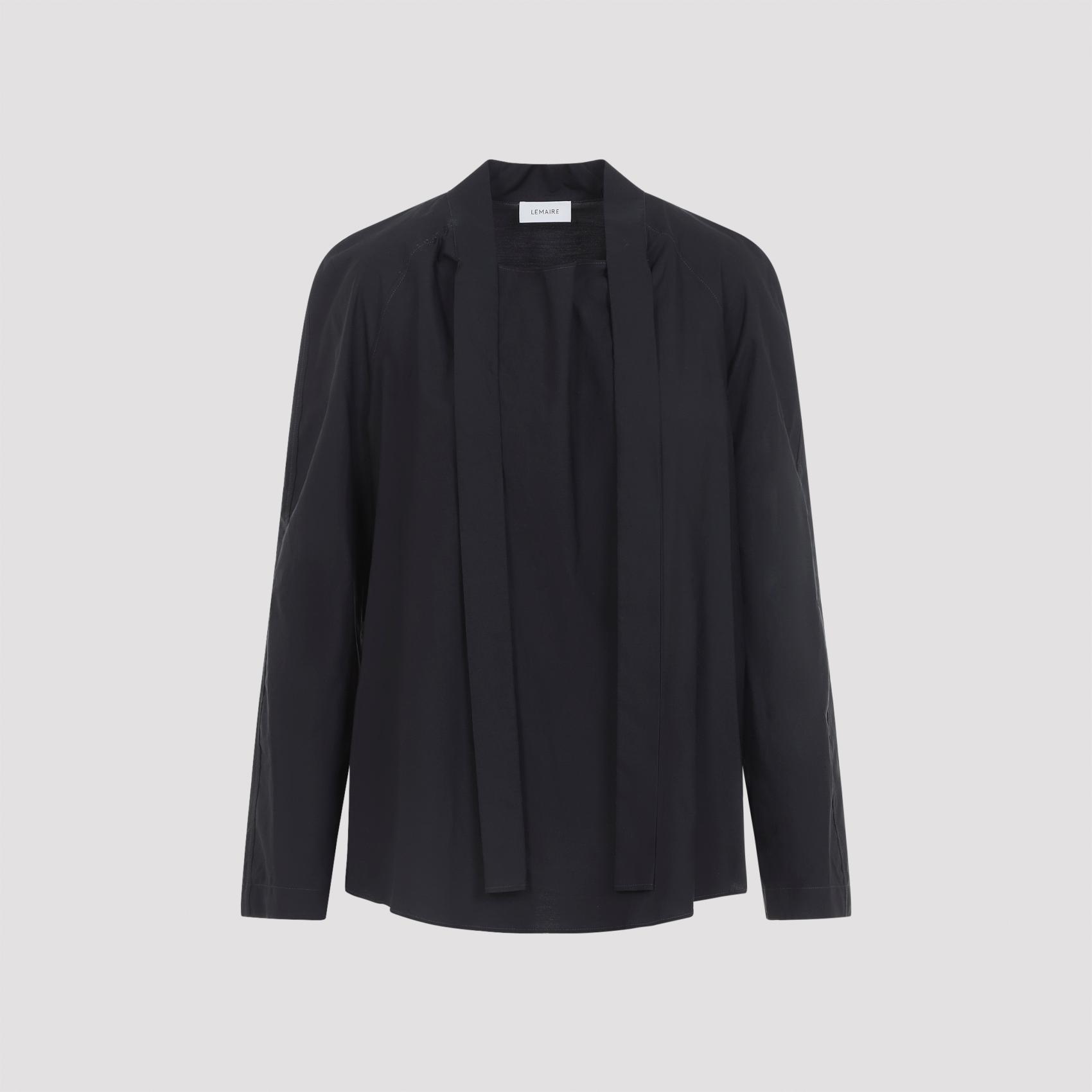 lemaire ascot blouse blue cotton silk - women