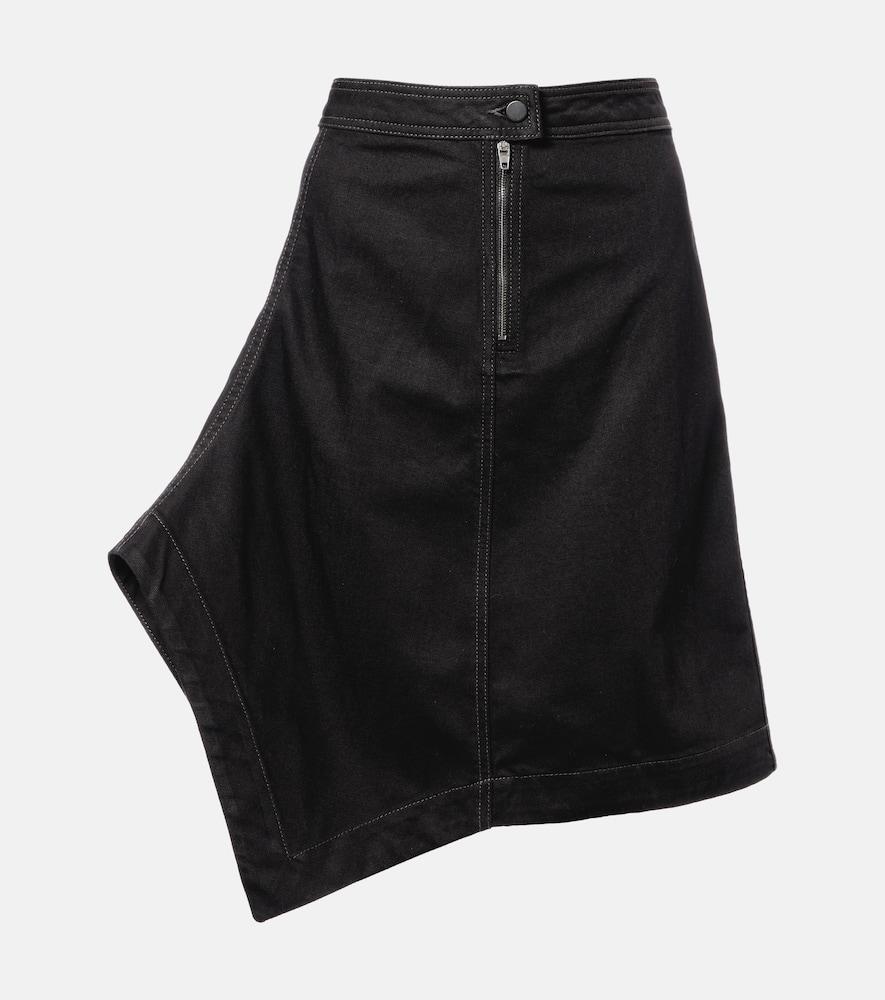 lemaire asymmetric denim midi skirt