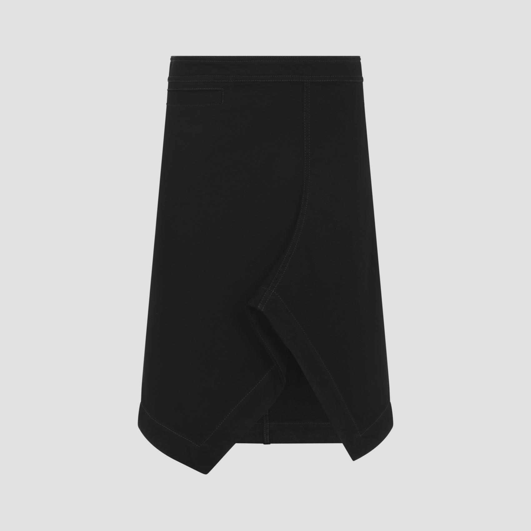lemaire asymmetric midi skirt black cotton - women