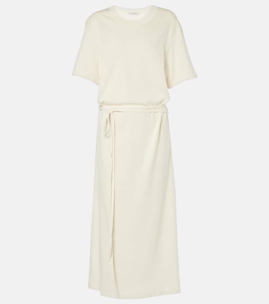 lemaire belted cotton jersey midi dress