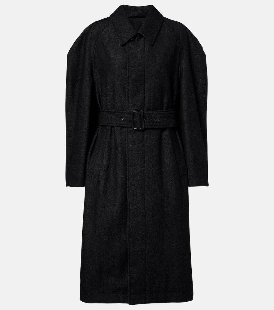 lemaire belted wool and cotton twill coat