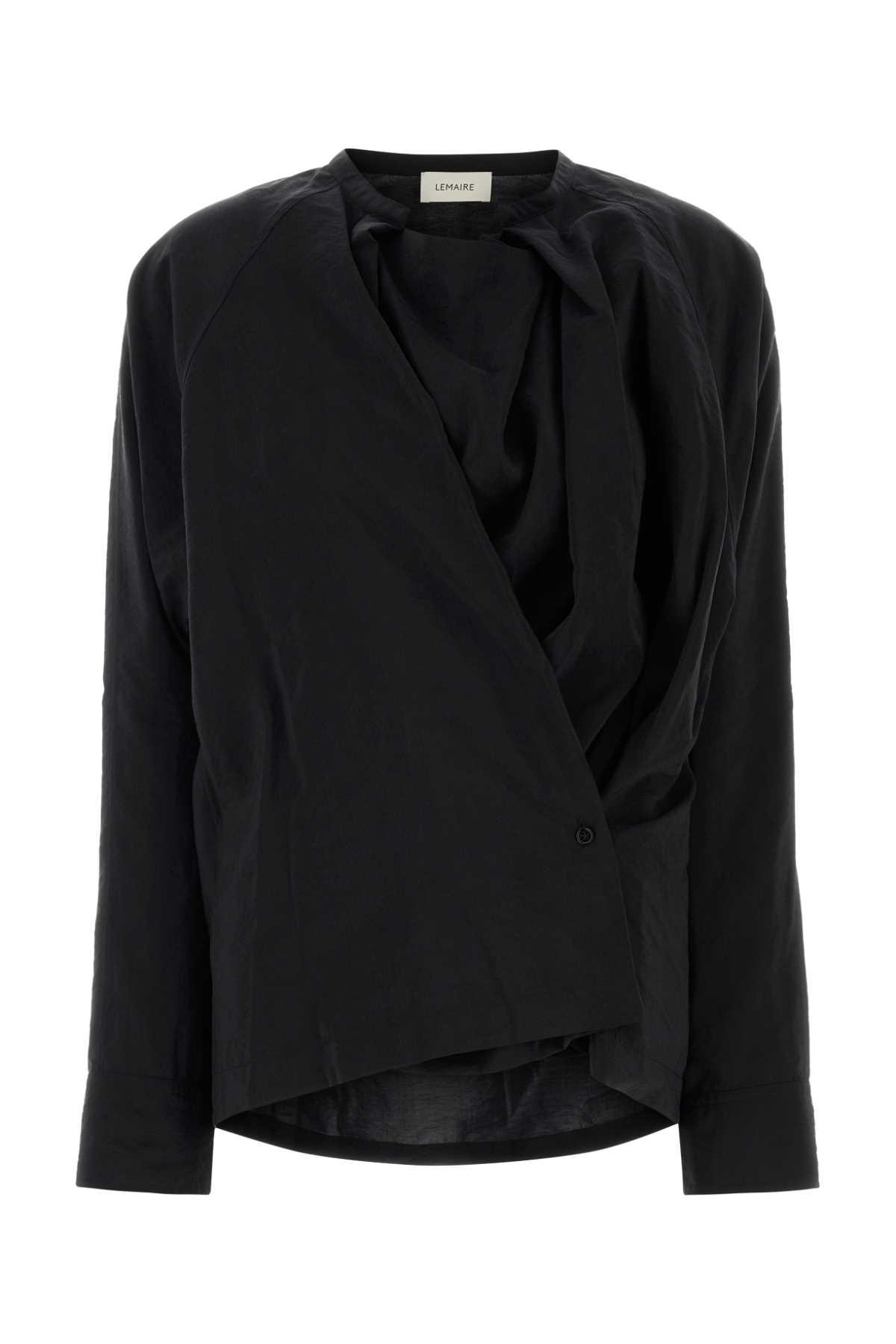 lemaire black silk blend top