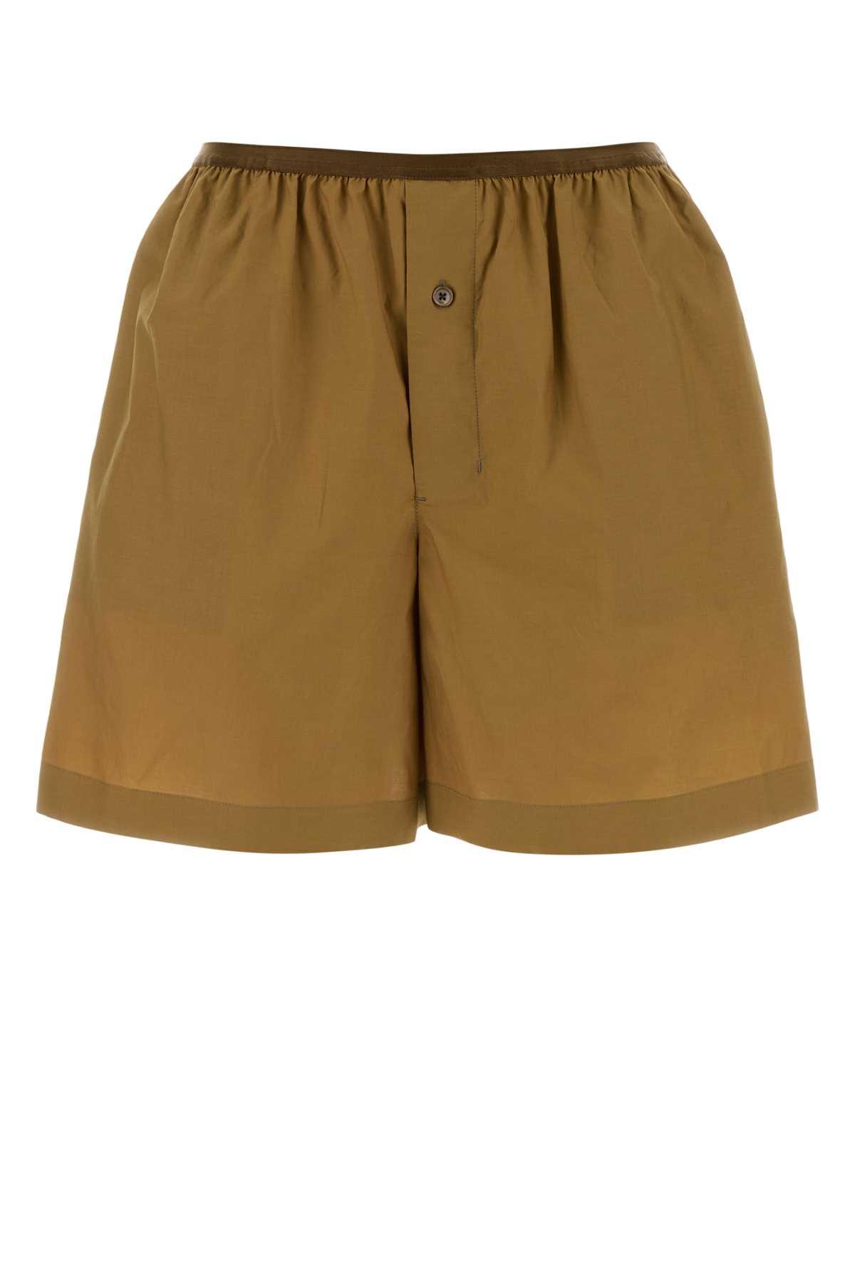 lemaire camel poplin shorts