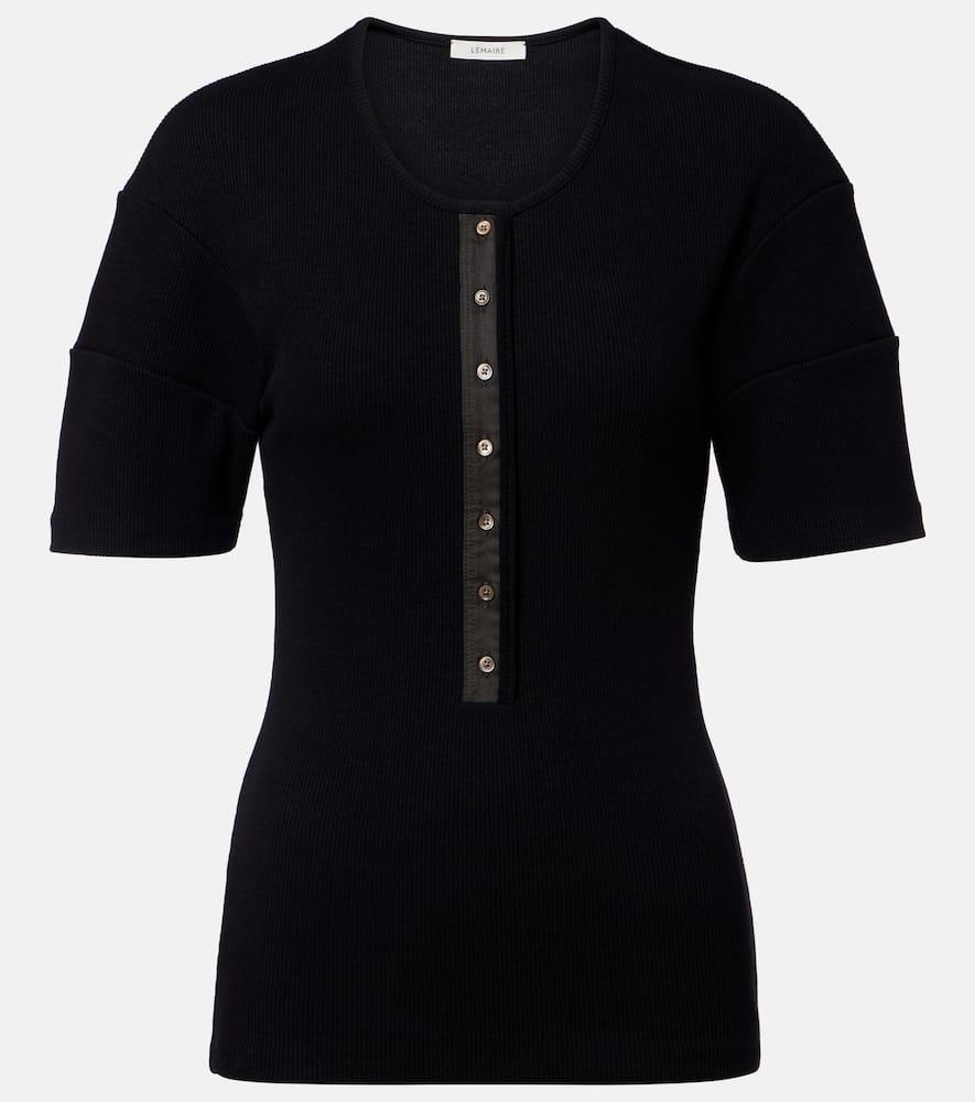 lemaire cotton and linen henley shirt
