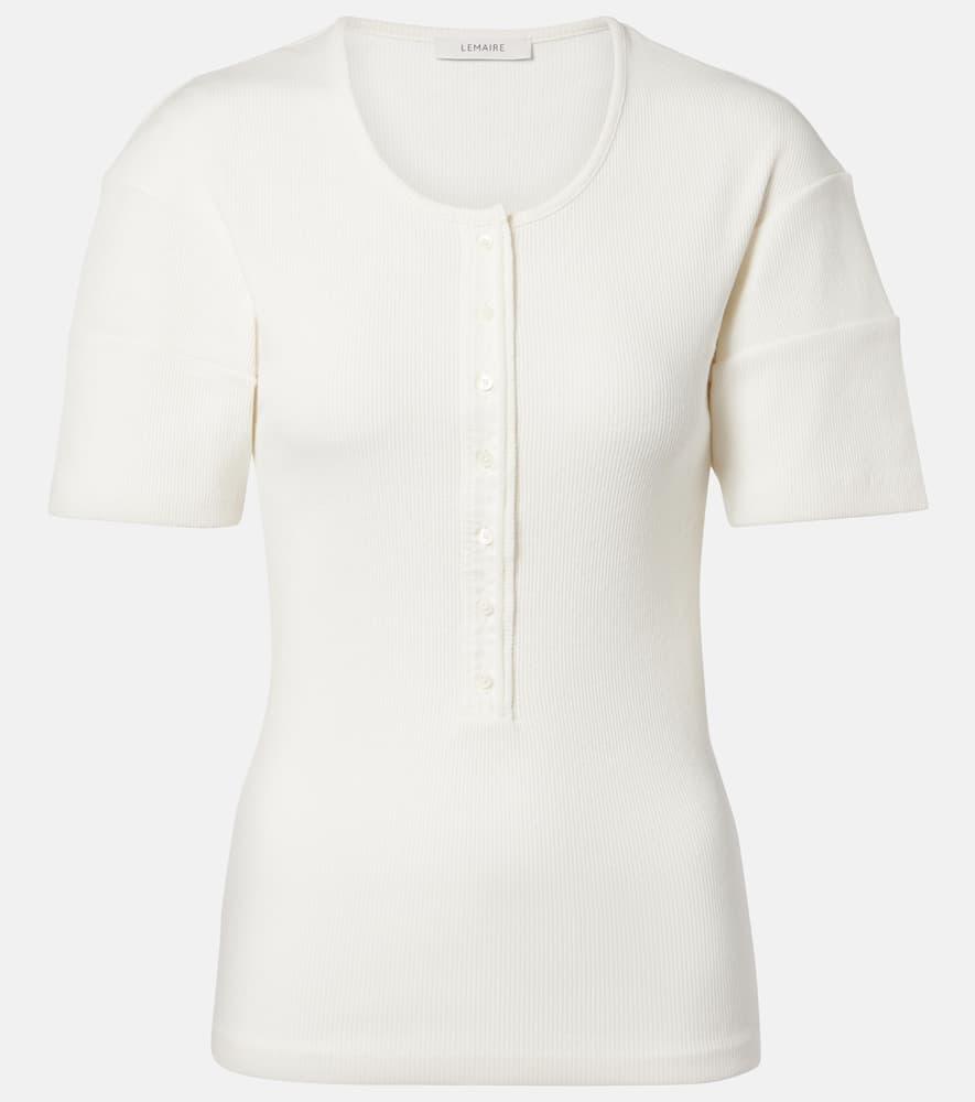 lemaire cotton and linen jersey henley shirt