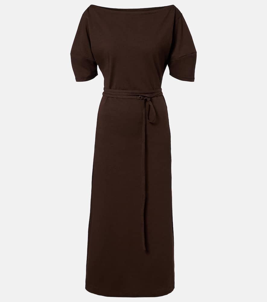 lemaire cotton and linen jersey midi dress
