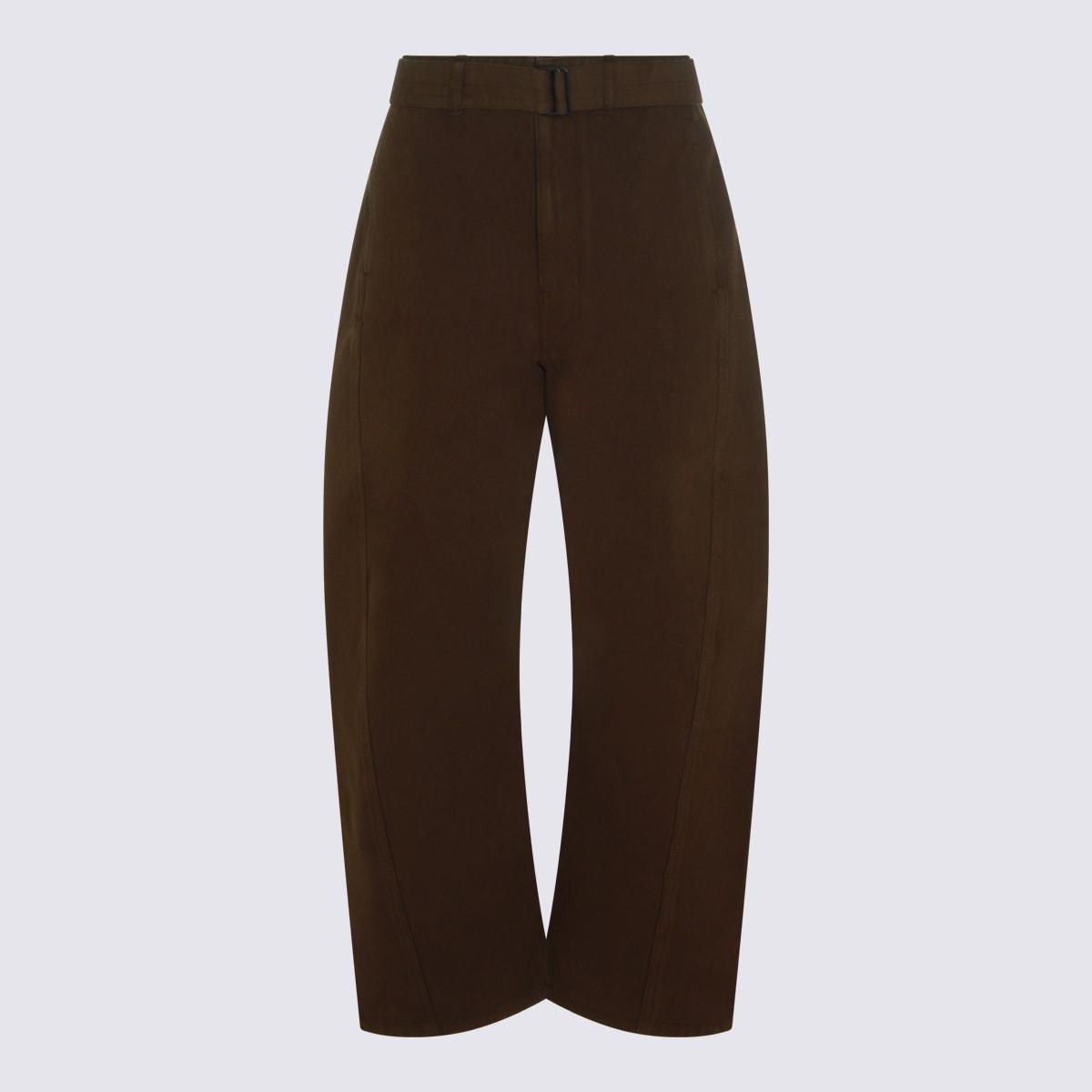 lemaire dark brown leather pants