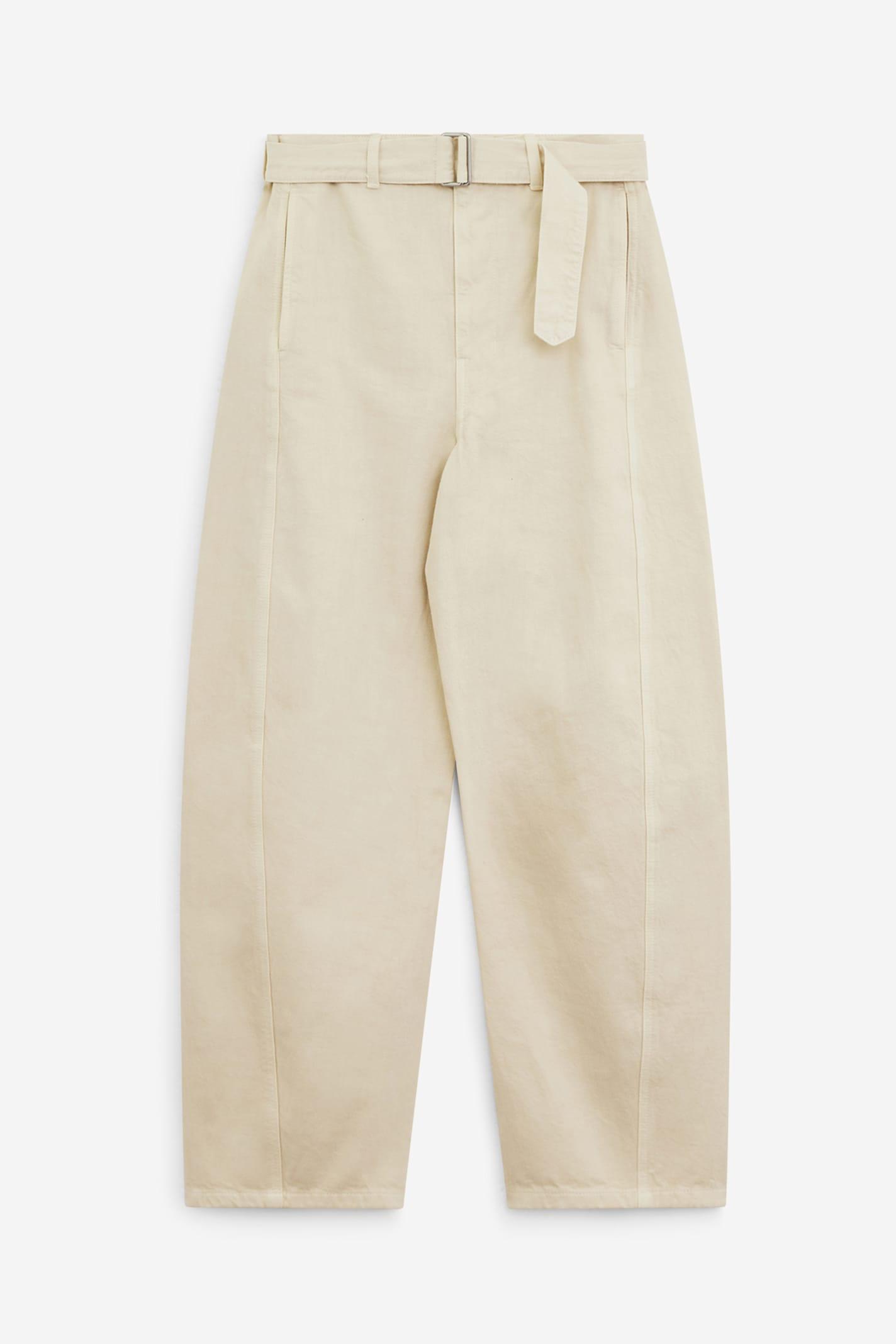 lemaire ivory cotton wide-leg twisted belted pant