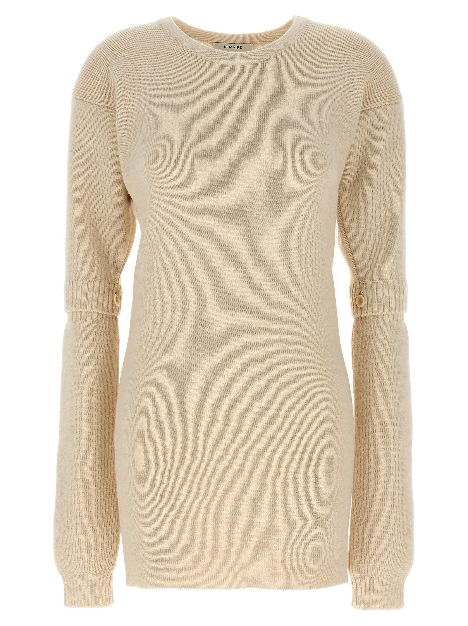 lemaire knitted dress with removable sleeves white - women