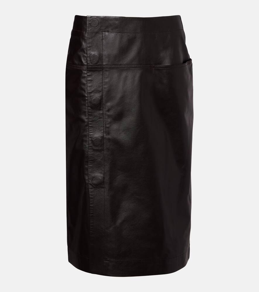 lemaire leather midi skirt
