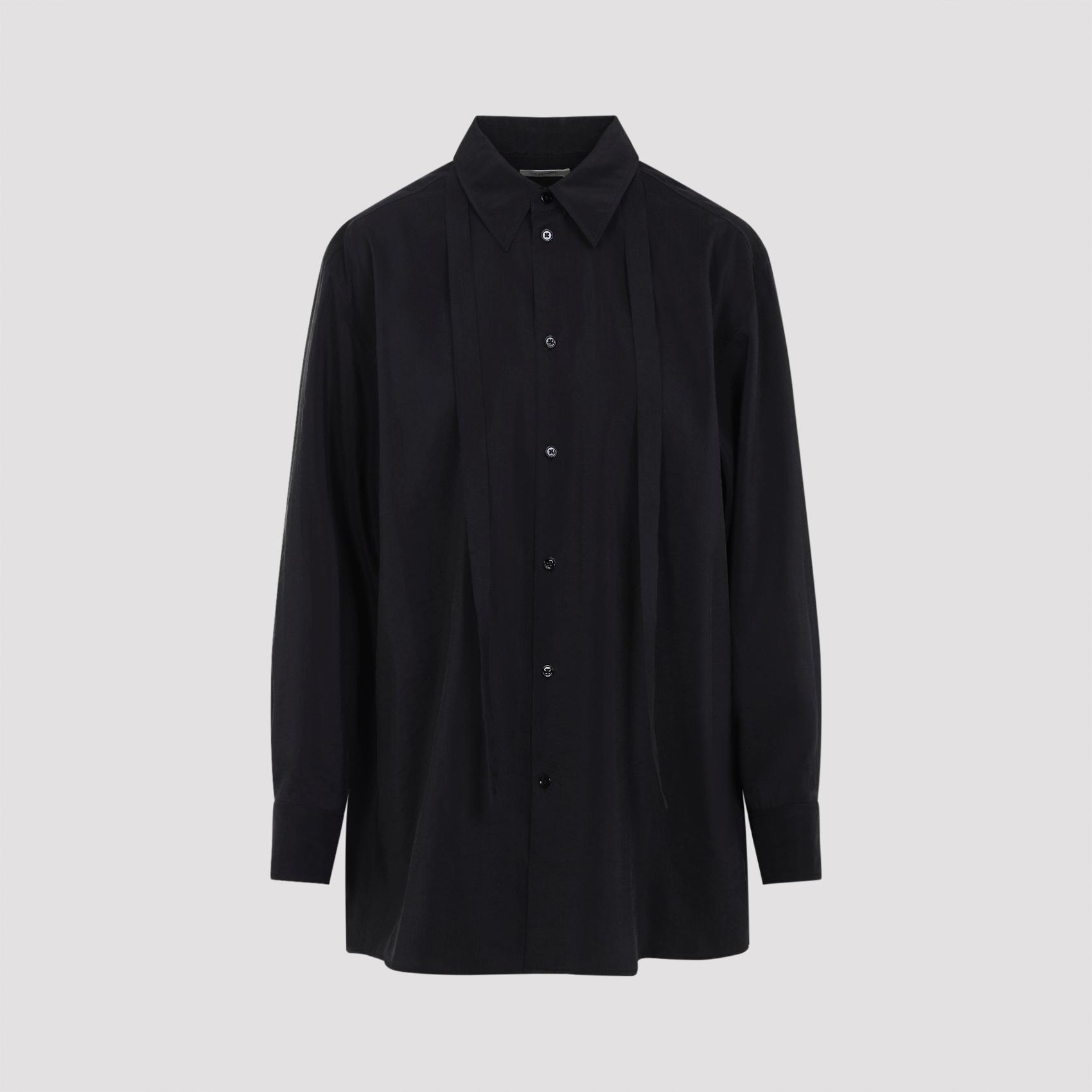 lemaire long shirt with tie black silk polyamide - women