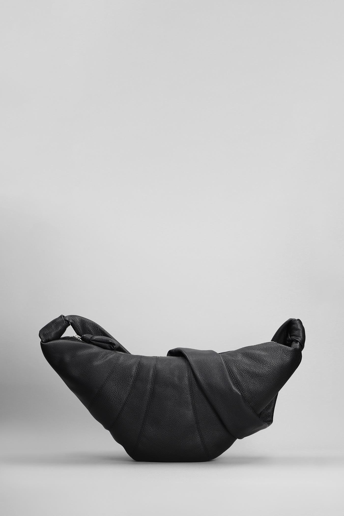 lemaire medium croissant shoulder bag in black leather