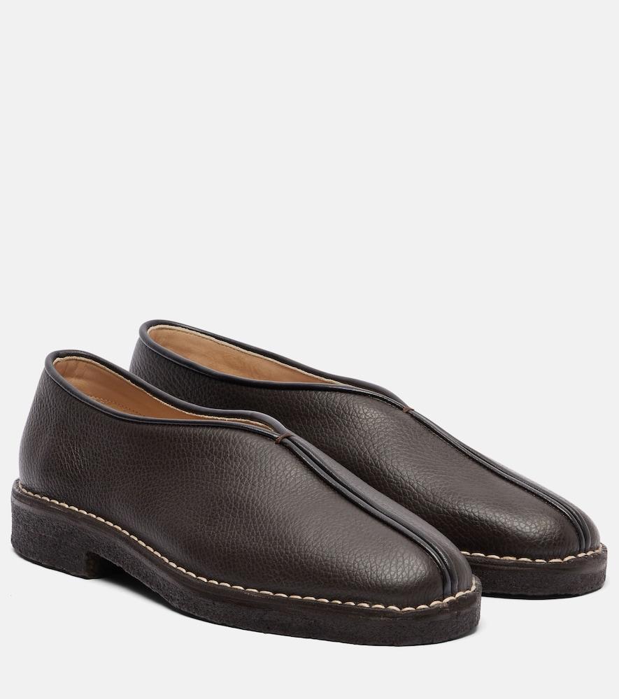 lemaire piped leather loafers