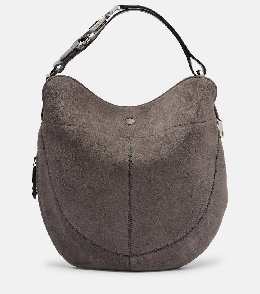 lemaire quiver clip medium suede shoulder bag