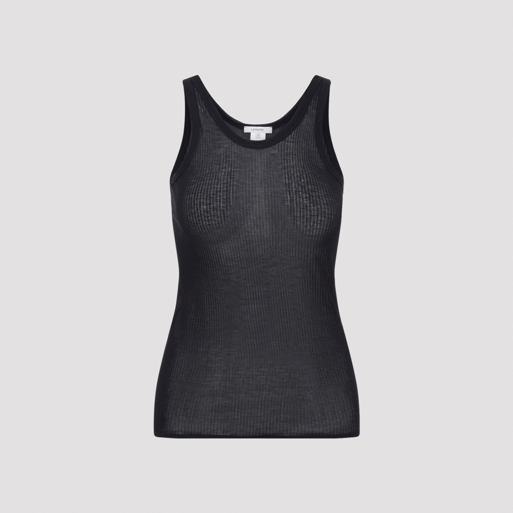 lemaire seamless tank top blue viscose silk - women
