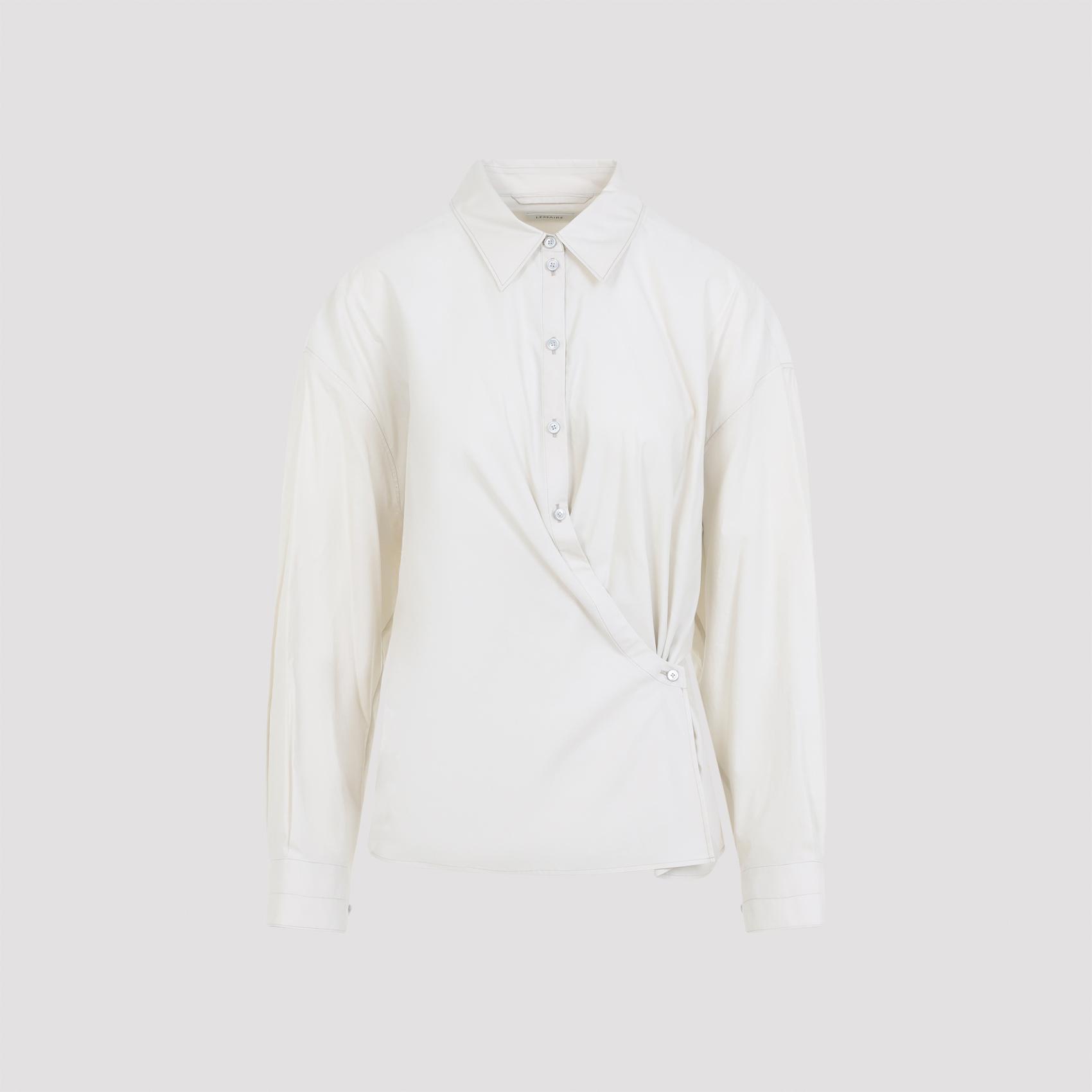 lemaire straight collar twisted shirt nude & neutrals cotton silk - women