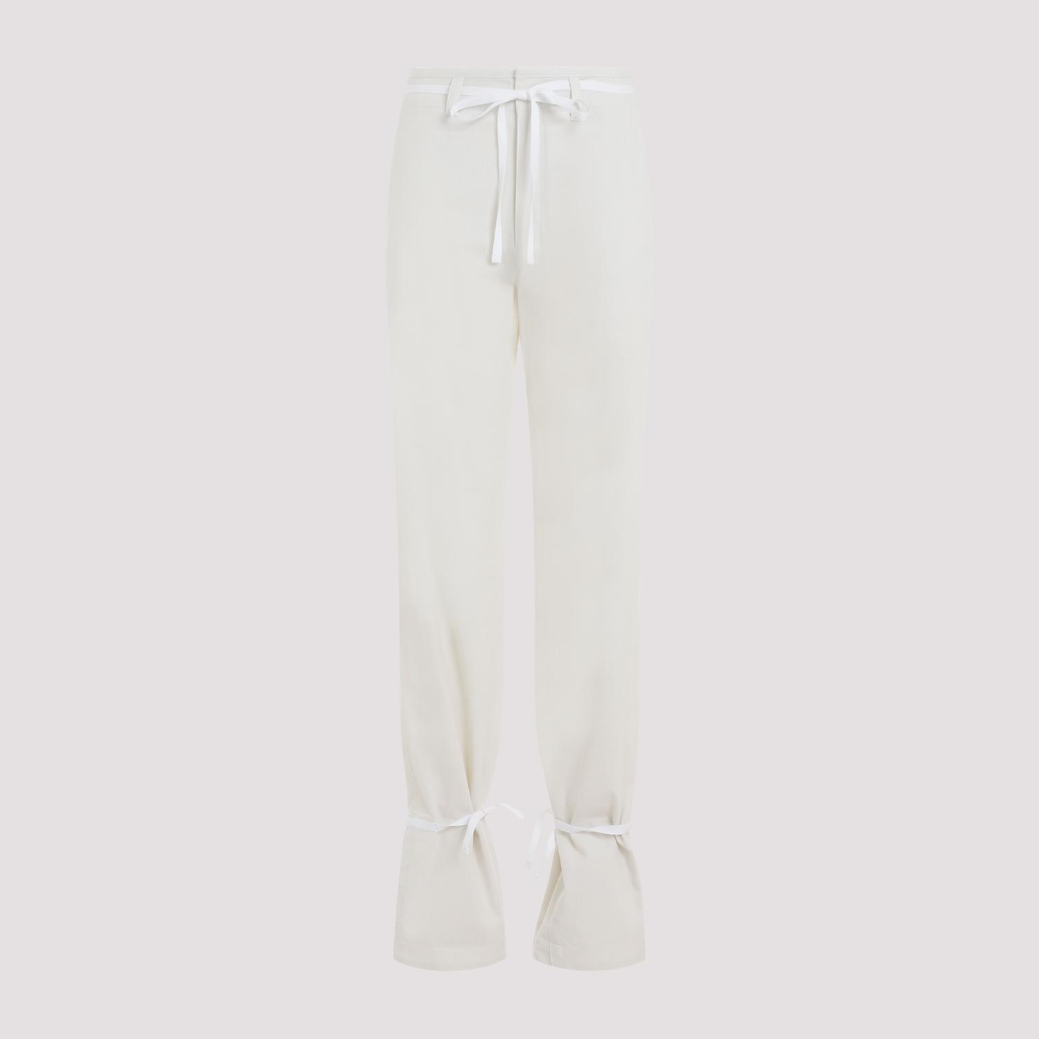 lemaire straight pants with strings nude & neutrals cotton - women