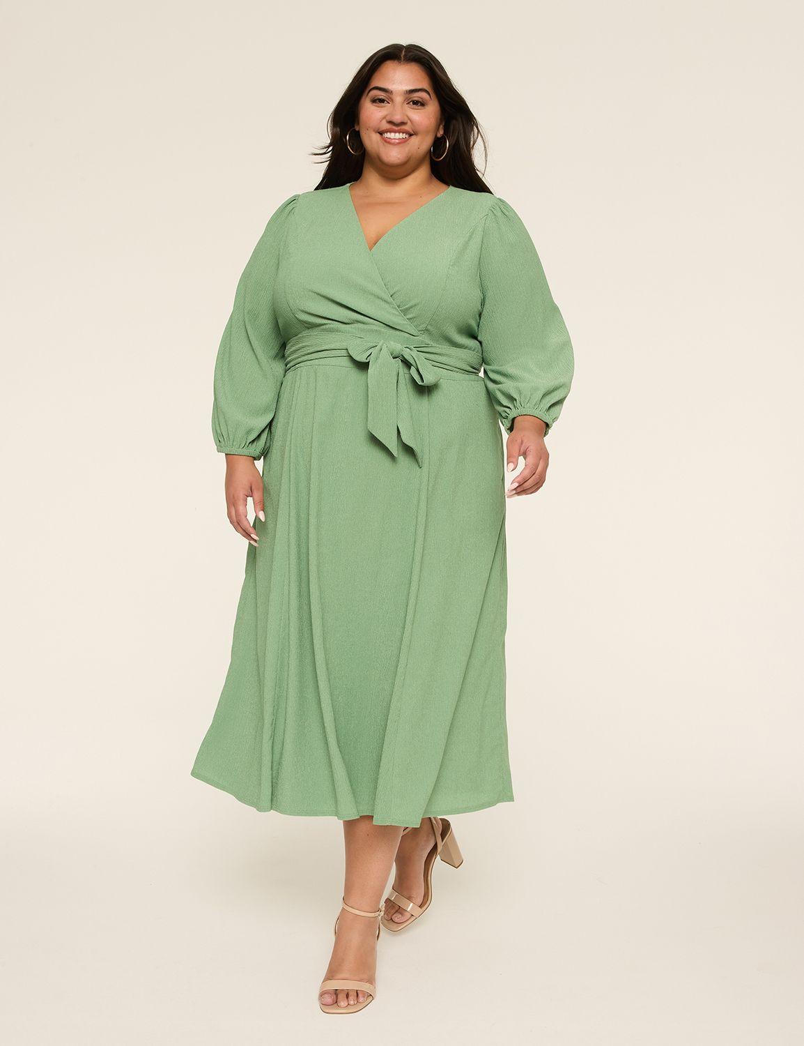 lena knit wrap midi dress