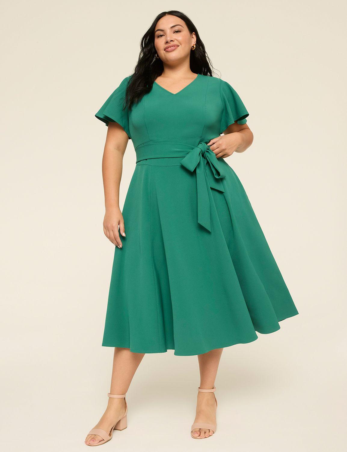 lena v-neck level-hem midi dress
