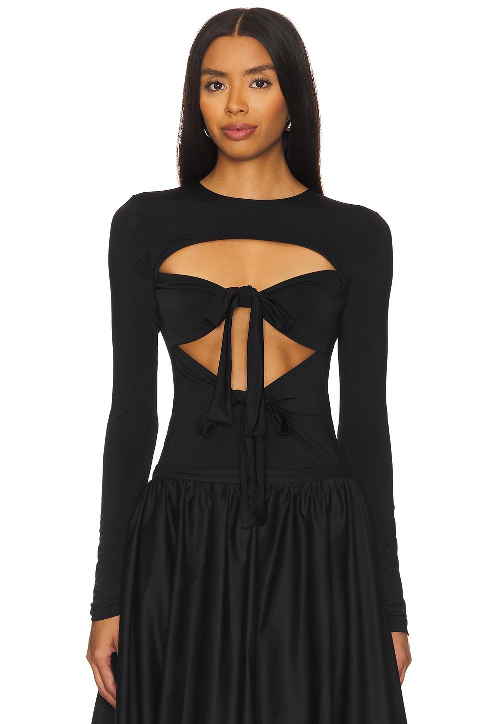 lenna tie front long sleeved jersey top