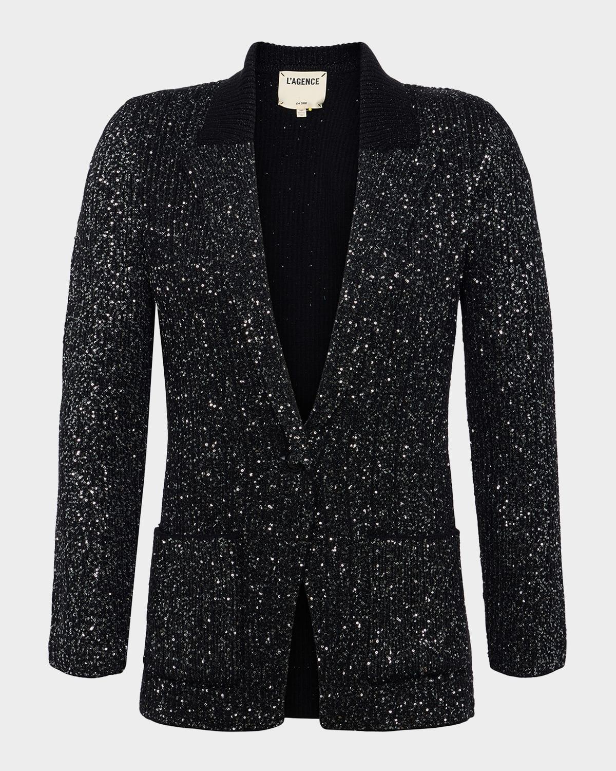 lenora sequin knit blazer