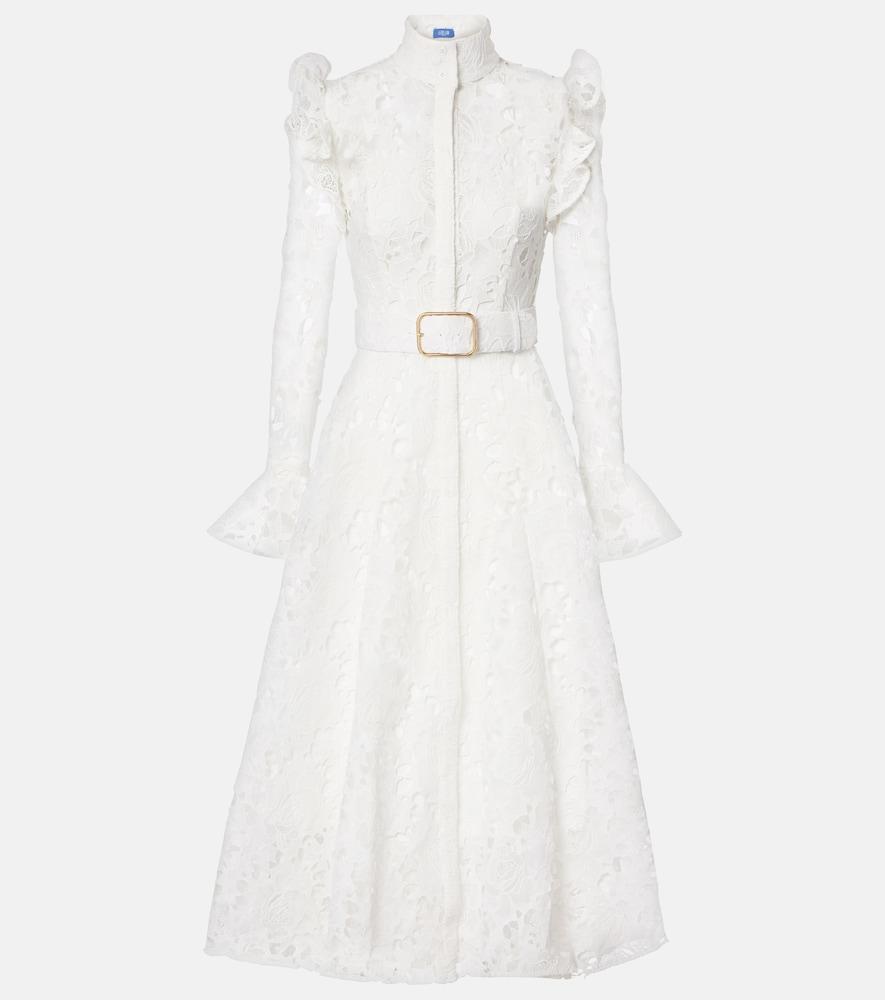 leo lin aliyah belted lace midi dress