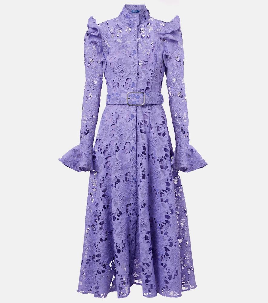 leo lin aliyah floral ruffled lace midi dress