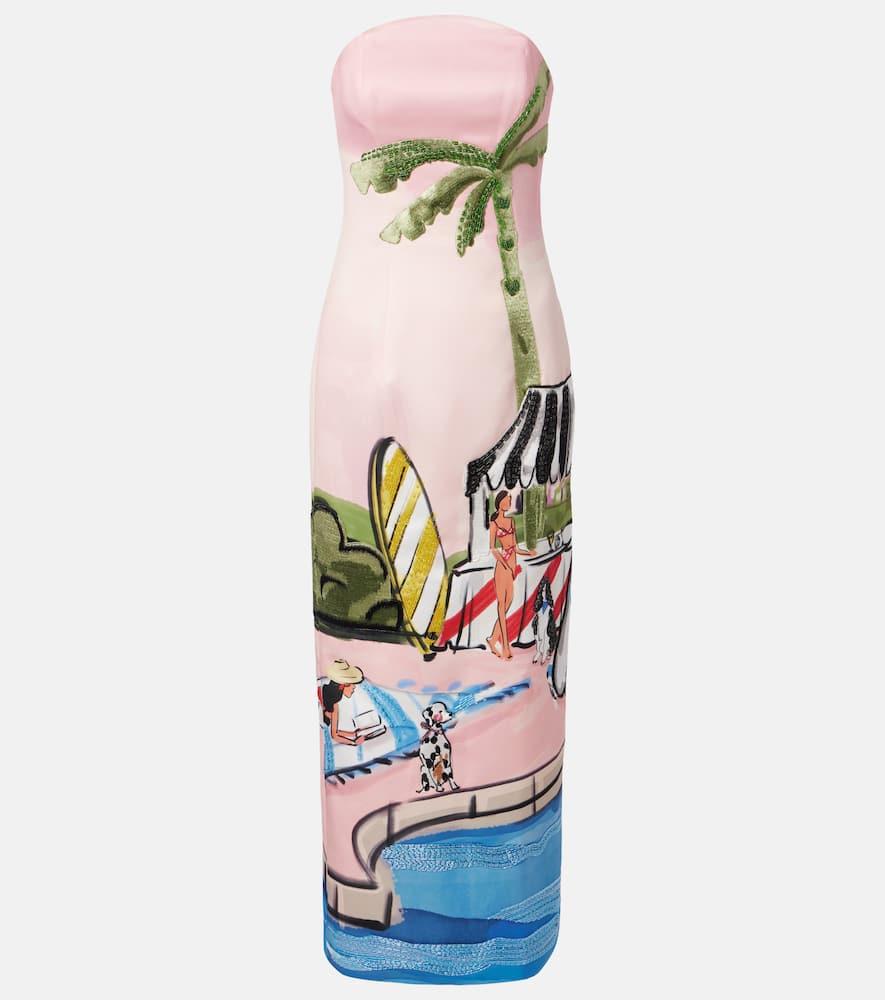 leo lin ava beaded printed corset dress