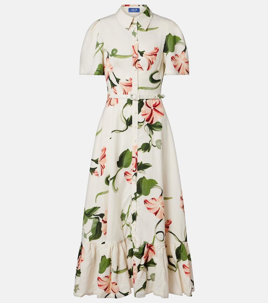 leo lin becca belted floral linen