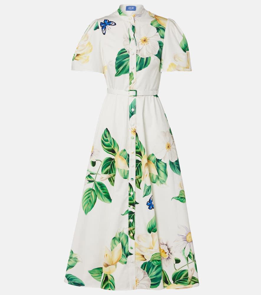 leo lin bianca floral cotton shirt dress